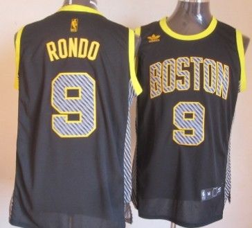 Boston Celtics #9 Rajon Rondo Black Electricity Fashion Jerseys