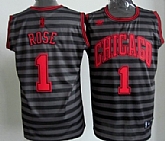 Chicago Bulls #1 Derek Rose Gray With Black Pinstripe Jerseys,baseball caps,new era cap wholesale,wholesale hats