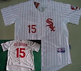 Chicago White Sox #15 Gordon Beckham White With Red Pinstripe Jerseys,baseball caps,new era cap wholesale,wholesale hats