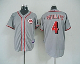 Cincinnati Reds #4 Phillips Grey Cool Base Jerseys,baseball caps,new era cap wholesale,wholesale hats