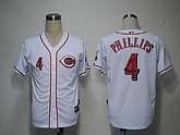 Cincinnati Reds #4 Phillips White Jerseys,baseball caps,new era cap wholesale,wholesale hats