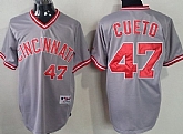 Cincinnati Reds #47 Johnny Cueto Gray Cooperstown Jerseys,baseball caps,new era cap wholesale,wholesale hats