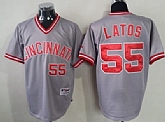 Cincinnati Reds #55 Mat Latos Gray Cooperstown Jerseys,baseball caps,new era cap wholesale,wholesale hats
