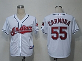 Cleveland Indians #55 Carmona White Cool Base Jerseys,baseball caps,new era cap wholesale,wholesale hats