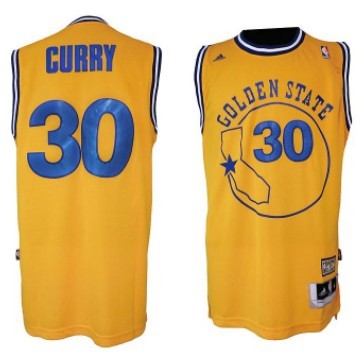 Golden State Warriors #30 Stephen Curry ABA Hardwood Classic Swingman Yellow Jerseys