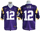 LSU Tigers #12 Jarrett Lee Purple NCAA Jerseys,baseball caps,new era cap wholesale,wholesale hats
