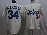 Los Angeles Dodgers #34 Valenzuela cream M&N Jerseys,baseball caps,new era cap wholesale,wholesale hats