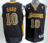 Los Angeles Lakers #10 Steve Nash Revolution 30 Swingman All Black With Yellow Jerseys,baseball caps,new era cap wholesale,wholesale hats