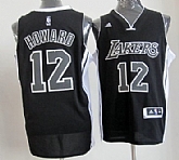 Los Angeles Lakers #12 Dwight Howard Revolution 30 Swingman All Black With White Jerseys,baseball caps,new era cap wholesale,wholesale hats