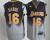 Los Angeles Lakers #16 Paul Gaslo Black And Gray Fadeaway Fashion Jerseys,baseball caps,new era cap wholesale,wholesale hats