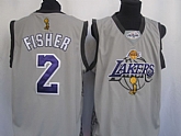 Los Angeles Lakers #2 Derek Fisher gray Champions Jerseys,baseball caps,new era cap wholesale,wholesale hats