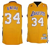 Los Angeles Lakers #34 Shaquille O Neal Yellow Throwback Swingman Jerseys,baseball caps,new era cap wholesale,wholesale hats