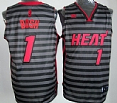 Miami Heat #1 Chris Bosh Gray With Black Pinstripe Jerseys,baseball caps,new era cap wholesale,wholesale hats