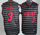 Miami Heat #3 Dwyane Wade Gray With Black Pinstripe Jerseys,baseball caps,new era cap wholesale,wholesale hats