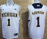 Michigan Wolverines #1 Glenn Robinson III White Big 10 Patch Jerseys,baseball caps,new era cap wholesale,wholesale hats