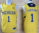 Michigan Wolverines #1 Glenn Robinson III Yellow Big 10 Patch Jerseys,baseball caps,new era cap wholesale,wholesale hats