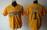 Milwaukee Brewers #1 Hart Yellow Jerseys,baseball caps,new era cap wholesale,wholesale hats