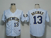 Milwaukee Brewers #13 Greinke White(blue strip) Jerseys,baseball caps,new era cap wholesale,wholesale hats