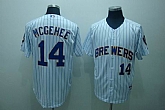 Milwaukee Brewers #14 Mcgehee white blue strip Jerseys,baseball caps,new era cap wholesale,wholesale hats