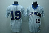 Milwaukee Brewers #19 m&n white(blue strip) Jerseys,baseball caps,new era cap wholesale,wholesale hats