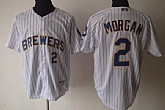 Milwaukee Brewers #2 Nyjer Morgan White With Pinstripe Jerseys,baseball caps,new era cap wholesale,wholesale hats