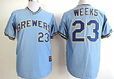 Milwaukee Brewers #23 Rickie Weeks Light Blue Throwbck Jerseys,baseball caps,new era cap wholesale,wholesale hats