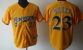 Milwaukee Brewers #23 Weeks Yellow Jerseys,baseball caps,new era cap wholesale,wholesale hats