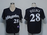 Milwaukee Brewers #28 Fielder Dark Blue Cool Base Jerseys,baseball caps,new era cap wholesale,wholesale hats