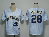 Milwaukee Brewers #28 Fielder White(blue strip) Jerseys,baseball caps,new era cap wholesale,wholesale hats
