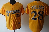 Milwaukee Brewers #28 Fielder Yellow Jerseys,baseball caps,new era cap wholesale,wholesale hats