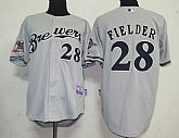 Milwaukee Brewers #28 Prince Fielder Grey Jerseys,baseball caps,new era cap wholesale,wholesale hats