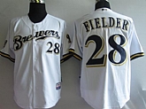 Milwaukee Brewers #28 Prince Fielder white Jerseys,baseball caps,new era cap wholesale,wholesale hats