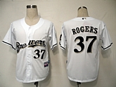 Milwaukee Brewers #37 Rogers White Cool Base Jerseys