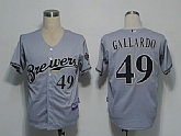 Milwaukee Brewers #49 Gallardo Grey Cool Base Jerseys,baseball caps,new era cap wholesale,wholesale hats