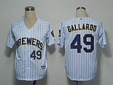 Milwaukee Brewers #49 Gallardo White (blue strip) Jerseys,baseball caps,new era cap wholesale,wholesale hats