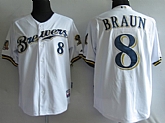 Milwaukee Brewers #8 Ryan Braun white Jerseys,baseball caps,new era cap wholesale,wholesale hats