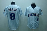 Milwaukee Brewers #8 Ryan Braun white pinstripe Jerseys,baseball caps,new era cap wholesale,wholesale hats