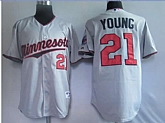 Minnesota Twins #21 Young Grey Jerseys,baseball caps,new era cap wholesale,wholesale hats