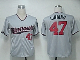 Minnesota Twins #47 Liriano Grey Jerseys,baseball caps,new era cap wholesale,wholesale hats