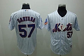 New York Mets #57 Johan Santana white blue strip Jerseys