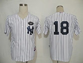 New York Yankees #18 Johnny Damon white with GMS patch Jerseys,baseball caps,new era cap wholesale,wholesale hats