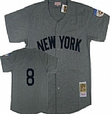 New York Yankees #8 Yogi Berra Gray Wollens Throwback Jerseys,baseball caps,new era cap wholesale,wholesale hats