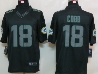 Nike Limited Green Bay Packers #18 Randall Cobb Black Impact Jerseys