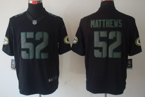 Nike Limited Green Bay Packers #52 Clay Matthews Black Impact Jerseys