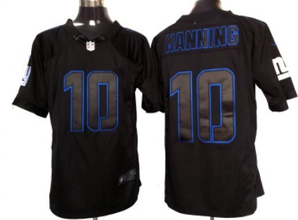 Nike Limited New York Giants #10 Eli Manning Black Impact Jerseys