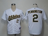 Oakland Athletics #2 Pennington White Cool Base Jerseys,baseball caps,new era cap wholesale,wholesale hats