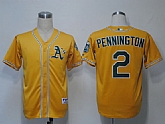 Oakland Athletics #2 Pennington Yellow Jerseys,baseball caps,new era cap wholesale,wholesale hats
