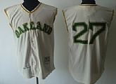 Oakland Athletics #27 Catfish Hunter 1968 Cream Throwback Jerseys,baseball caps,new era cap wholesale,wholesale hats