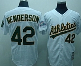 Oakland Athletics #42 Henderson White Throwback Jerseys,baseball caps,new era cap wholesale,wholesale hats