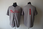 Philadelphia Phillies #1 Richie Ashburn Gray Throwback Jerseys,baseball caps,new era cap wholesale,wholesale hats